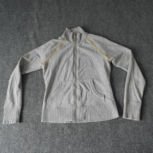DKNY Active Gray Full‎ Zip Jacket with Neon Green Logo - Women's